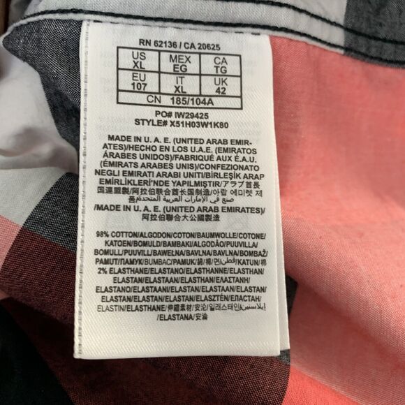 Guess Pearl Snap Red Black Buffalo Check Short Sleeve Shirt Los Angeles Mens XL - Picture 4 of 6